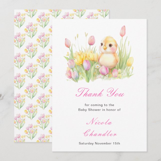 Carte De Remerciements Baby shower de poussette de printemps (Devant / Derrière)