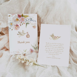Carte De Remerciements Baby shower de printemps fleur sauvage
