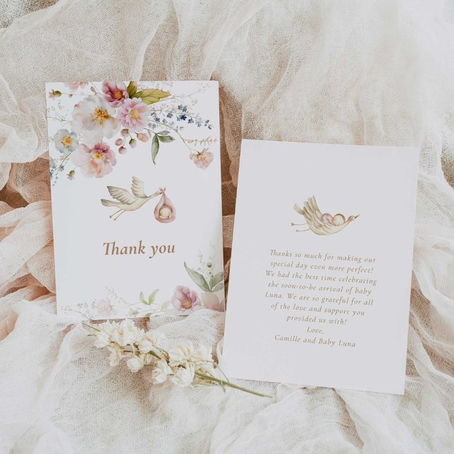 Carte De Remerciements Baby shower de printemps fleur sauvage (Créateur téléchargé)