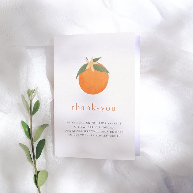 Carte De Remerciements Baby shower de printemps Orange Fleur Manudessiné (Créateur téléchargé)