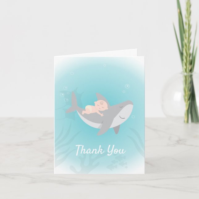 Carte De Remerciements Baby shower de requin doux vierge (Devant)
