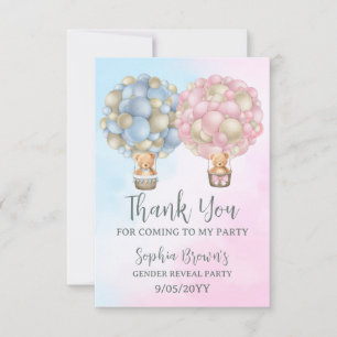 Carte De Remerciements Baby shower de révélation de genre garçon ou fille