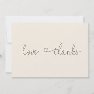 Carte De Remerciements Baby shower de script Simple Love and Thanks Heart
