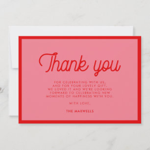 Carte De Remerciements Baby shower de script vintage Pink Retro