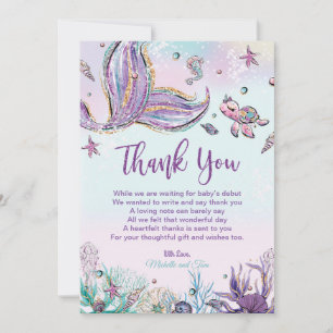 Carte De Remerciements Baby shower de sirènes sous la mer