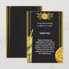 Carte De Remerciements Baby shower de socle en carton citronné doux
