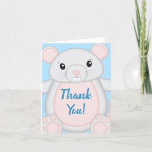 Carte De Remerciements Baby shower de souris bleu