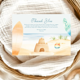Carte De Remerciements Baby shower de Surf de plage de bord bébé