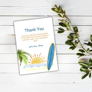 Carte De Remerciements Baby shower de surf tropical Sunshine unique