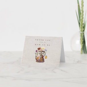 Carte De Remerciements Baby shower de Tea Party Fleur sauvage aquarelle