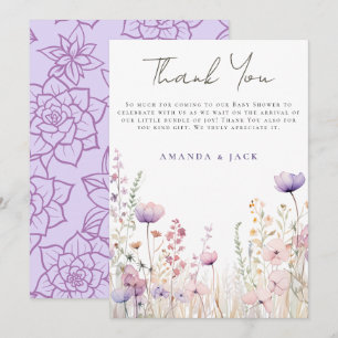 Carte De Remerciements Baby shower de terrain Fleur sauvage de prairie