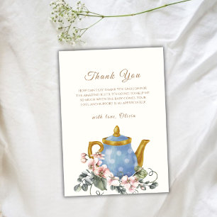 Carte De Remerciements Baby shower de thé Fleur sauvage vintage