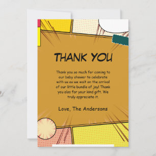 Carte De Remerciements Baby shower de thème de bande dessinée