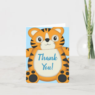 Carte De Remerciements Baby shower de tigre bleu