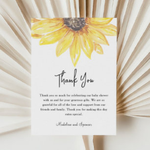 Carte De Remerciements Baby shower de tournesol fleuri jaune