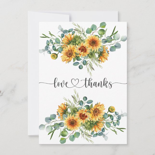 Carte de remerciements Baby shower de tournesols (Devant)