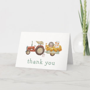 Carte De Remerciements Baby shower de tracteur de ferme de hérisson migno