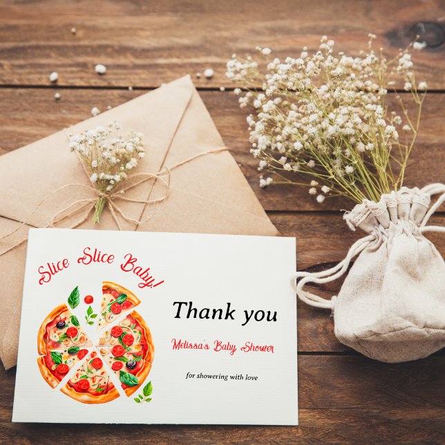 Carte De Remerciements Baby shower de tranche de pizza italienne moderne (Créateur téléchargé)