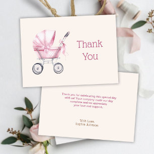Carte De Remerciements Baby shower de transport pour bébé rose