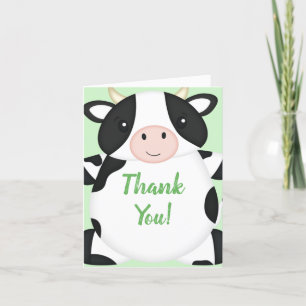 Carte De Remerciements Baby shower de vache vert