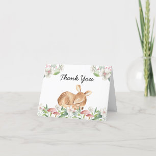 Carte De Remerciements Baby shower de végétation fleurie de cerfs de bois