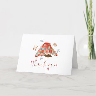 Carte De Remerciements Baby shower de vêtements d'hiver simples rouges