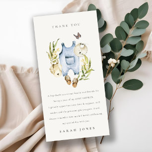 Carte De Remerciements Baby shower de Vêtements pour garçon en feuillage
