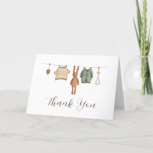 Carte De Remerciements Baby shower de vêtements pour garçons neutres selo