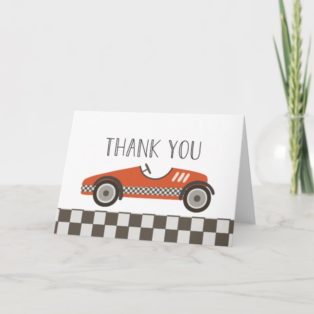 Carte De Remerciements Baby shower de voitures Red Race (Devant)