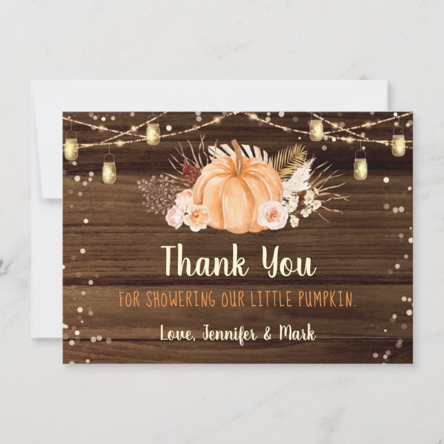 Carte De Remerciements Baby shower de voyants de chaîne rustique du patch (Devant)