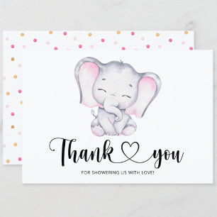 Carte de remerciements baby shower d'éléphants ros
