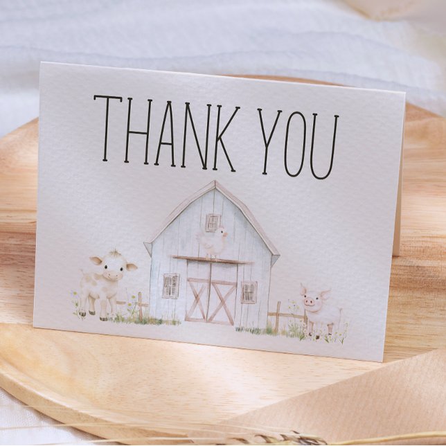 Carte De Remerciements Baby shower des animaux de ferme Meadow Friends (Créateur téléchargé)