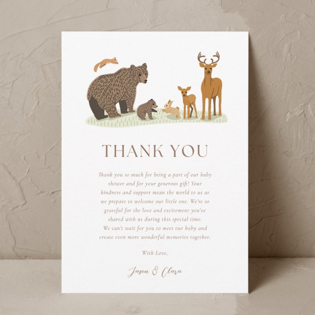Carte De Remerciements Baby shower des animaux forestiers (Créateur téléchargé)