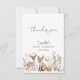 Carte De Remerciements Baby shower des animaux forestiers
