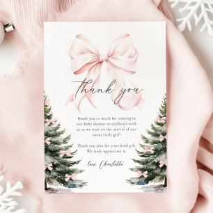 Carte De Remerciements Baby shower des arbres d'hiver de la Bow rose
