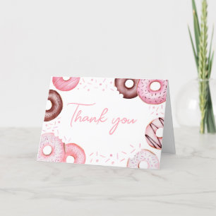 Carte De Remerciements Baby shower des beignes et des plongeurs roses