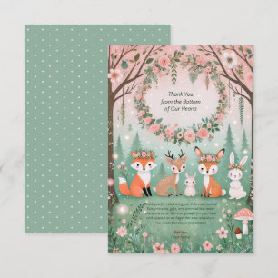 Carte De Remerciements Baby shower des créatures forestières enchantées