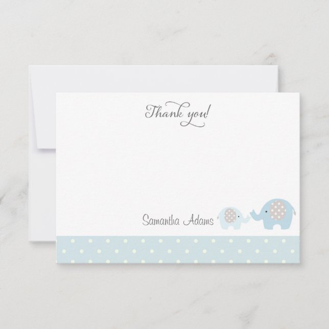Carte De Remerciements Baby shower des éléphants (Devant)