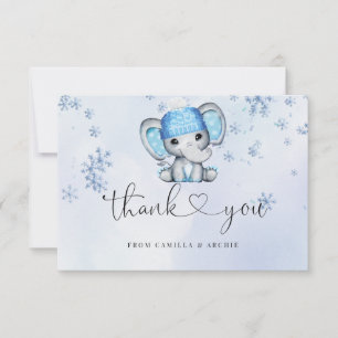 Carte De Remerciements Baby shower des éléphants d'hiver