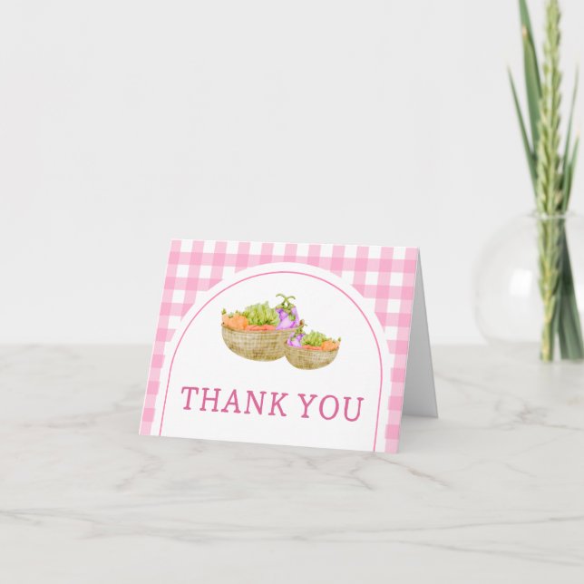 Carte De Remerciements Baby shower des fermiers à culture locale rose (Devant)