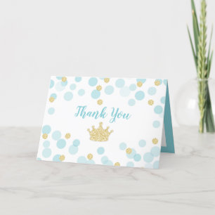 Carte De Remerciements Baby shower des points Confetti Gold Little Prince