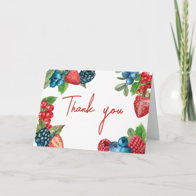 Carte De Remerciements Baby shower d'été Berry Sweet (Devant)