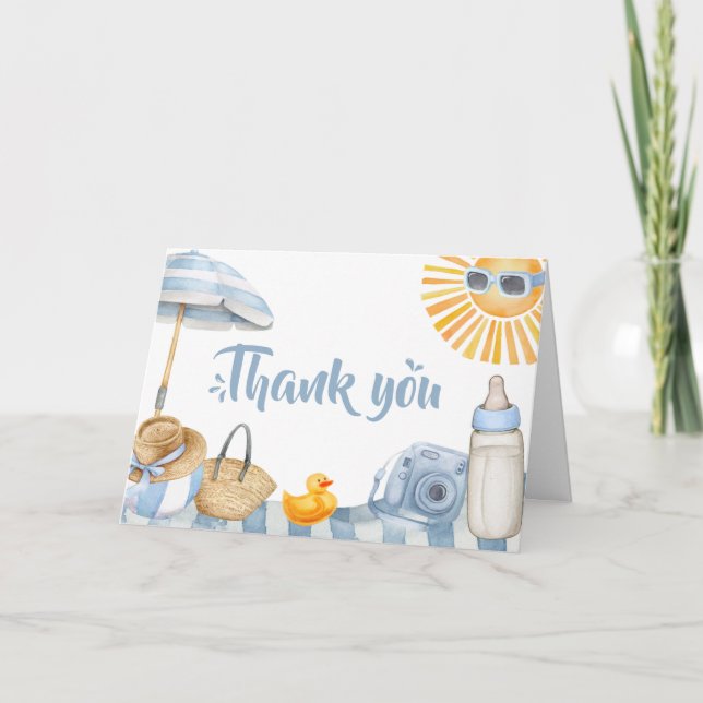 Carte De Remerciements Baby shower d'été de Blue Beach (Devant)
