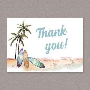 Carte De Remerciements Baby shower d'été de la plage de surf