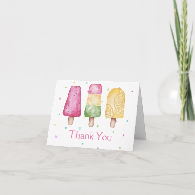 Carte De Remerciements Baby shower d'été pour les filles prêtes à pop (Devant)