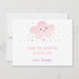 Carte De Remerciements Baby shower d'étoiles de nuages roses mignons