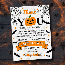 Carte De Remerciements Baby shower d'Halloween Citrouille Jack-o-lanterne