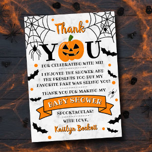Carte De Remerciements Baby shower d'Halloween Citrouille Jack-o-lanterne