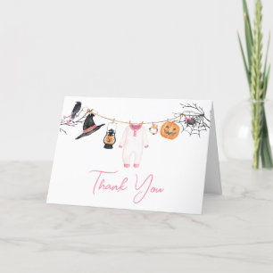 Carte De Remerciements Baby shower d'Halloween de Little Boo rose