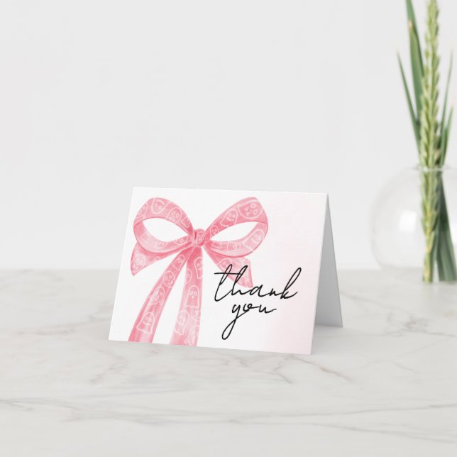 Carte De Remerciements Baby shower d'Halloween de petite fille rose (Devant)